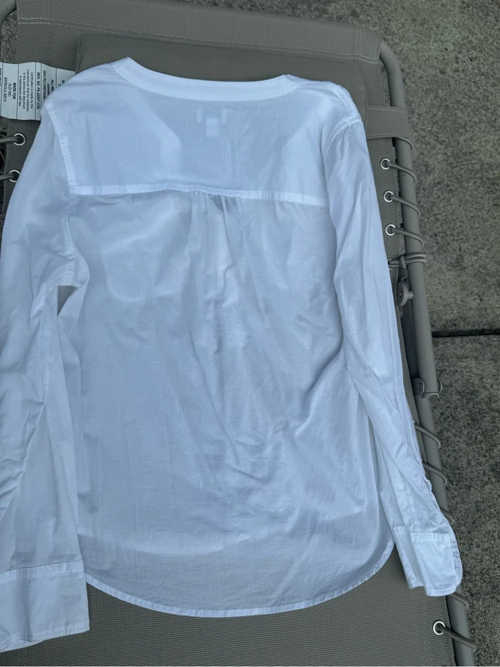 J. Crew White Cotton Popover Shirt with Chest Pockets